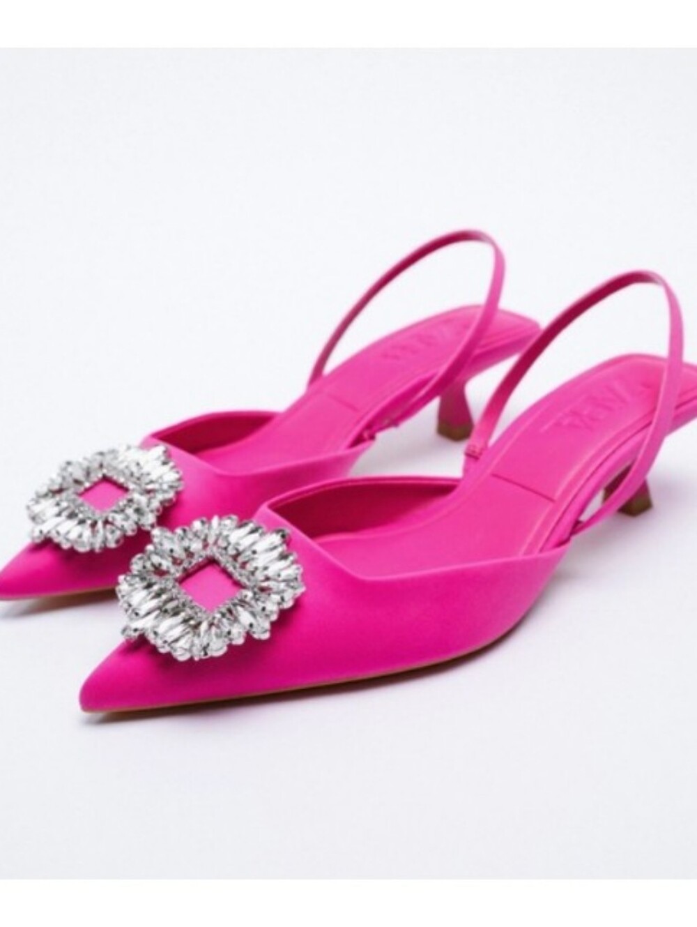 Zara Fuchsia Crystal-Embellished Pointed Slingback Heels